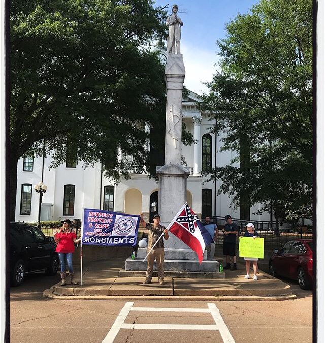 The neo-Confederate welcoming committee to Oxford, MS. #mississippijourno #postcardsfromcovid19 #blm #blm_sip