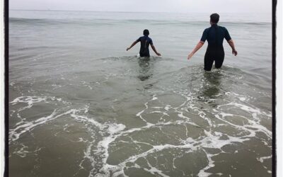 Nalani and Deb head out in to the Pacific. #SoCal #carpenteria #california #beachlife