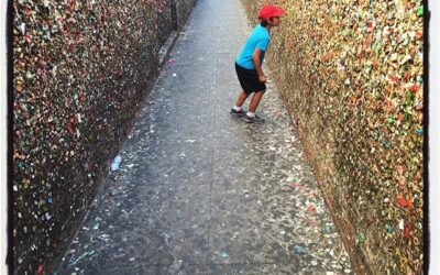 Getting a closer look in Bubble Gum Alley, SLO. #dadlife #socal #iphoneography