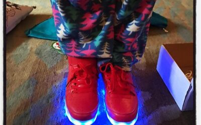 Diamonds on the souls of her shoes. Well, at least least led lights on her kicks ;) Happy Holidays all! #dadlife