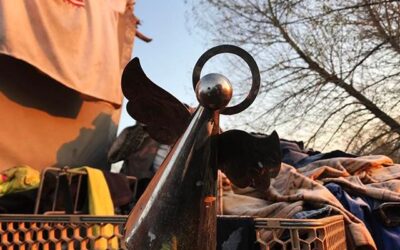 Angel among the homeless at sunrise along the Kern River during the Point In Time Count. #uwkc #kchc #volunteer