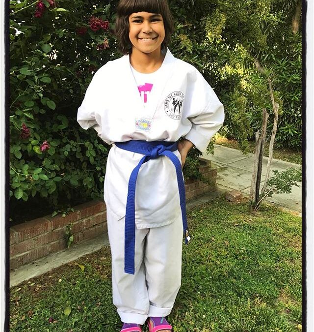 Very proud of this newly minted taekwondo blue belt. Kudos Nalani! #dadlife