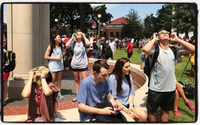 Watching the eclipse in front of the library. #olemiss #proflife