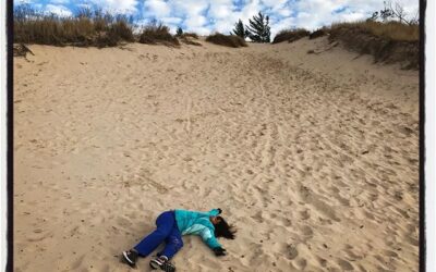 I can’t believe that she rolled down that entire dune. #dadlife #getoutside