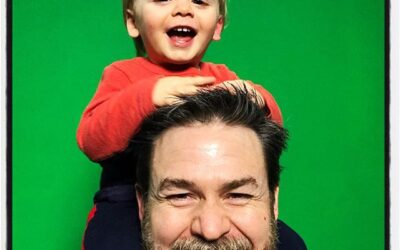 Chai and I in front of the green screen at News Watch at the Student Media Center. #meekjournalism #dadlife