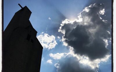 Coal tower and clouds in Lambert, MS.