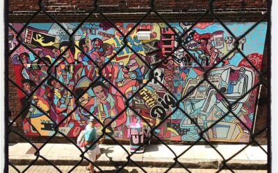 Memphis mural and fence. #deltacenter18