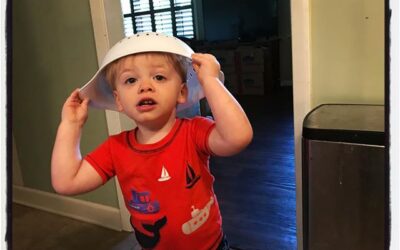 ‘Why yes, that is a colander I am wearing as a hat.’ #dadlife