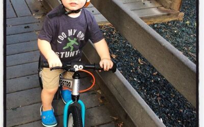 Birthday boy on his new balance bike. #dadlife