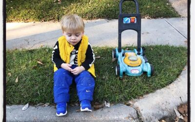 A boy and his lawn mower, study 2. #dadlife