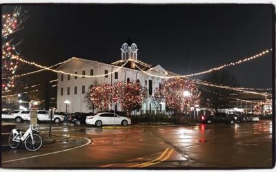 Holiday lights in the square. Date night. Look out world (home by 8:15).