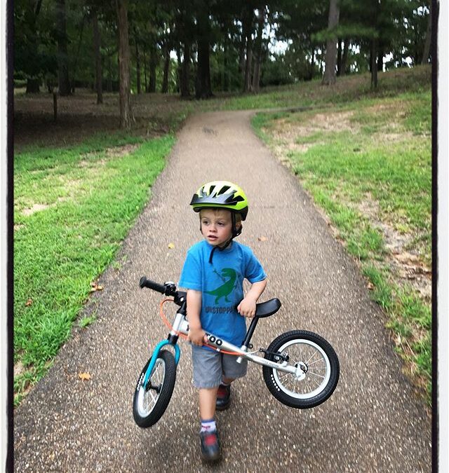 Working on our cyclocross bike carry today. #dadlife