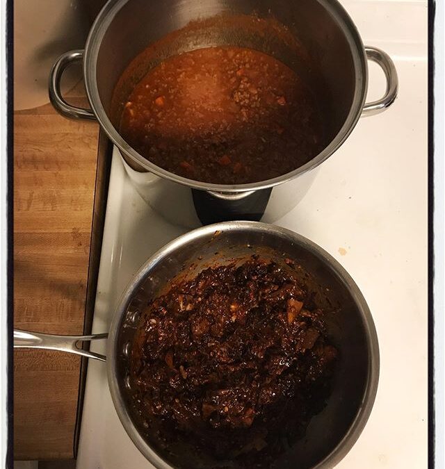 Mother sauce cooking day on a day of rest. Bolognese, mole below. #dadlife #foodporn #mississippijourno #postcardsfromcovid19