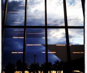 bus station sun set