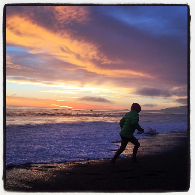 Sunset running from waves. #california #iphoneography #theiphonephotographer #beach