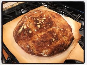 Bread, made at home. Flour, Water, Salt, Yeast.