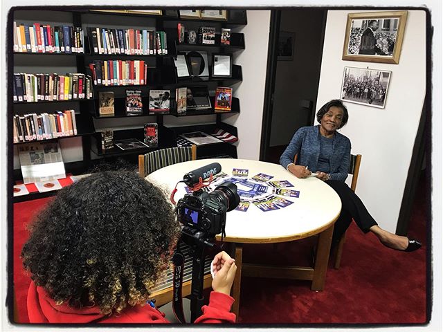 Interviewing in the Ida B Wells room in the Rust College Library. #umjourimc #lc2019 #mississippijourno