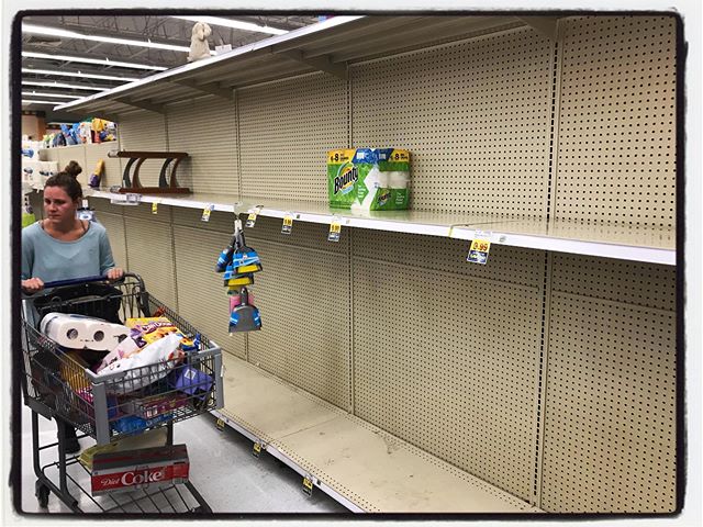 Madness hit Oxford, MS last night. Panic in the TP aisle in Kroger. #mississippijourno